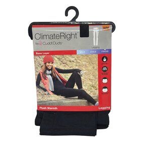 NWT Cuddl Duds Womens Medium ClimateRight Plush Warmth Black Leggings Base Layer